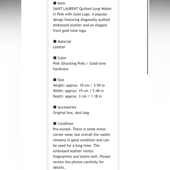 Saint Laurent Pink Quilted Wallet with Gold Emblem - Picture 11 of 11